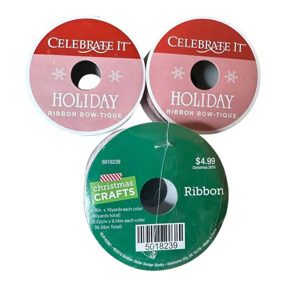 Christmas Ribbon Lot of Thin 1/8